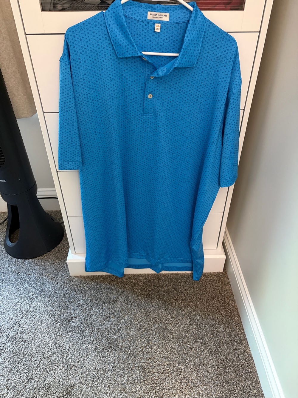 Peter Millar Bright Blue Micro-Pattern Polo
